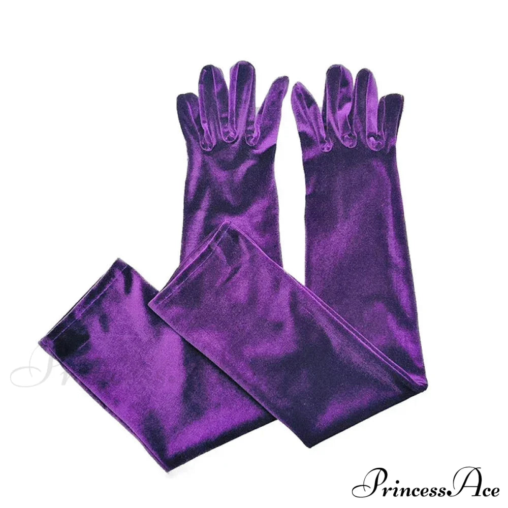 Velvet Ladies Warm Long Retro Dance Stage Etiquette Winter Christmas Gloves Gloves-L