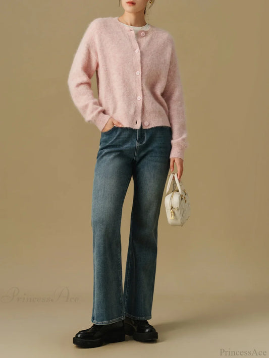 Versatile Round Neck Winter Knitted Cardigan for Women cardiagn-250126