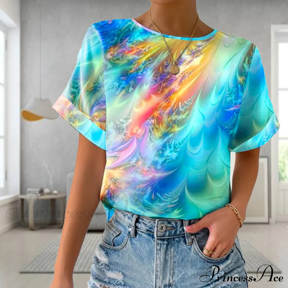 Vibrant Design T-Shirt Blouses