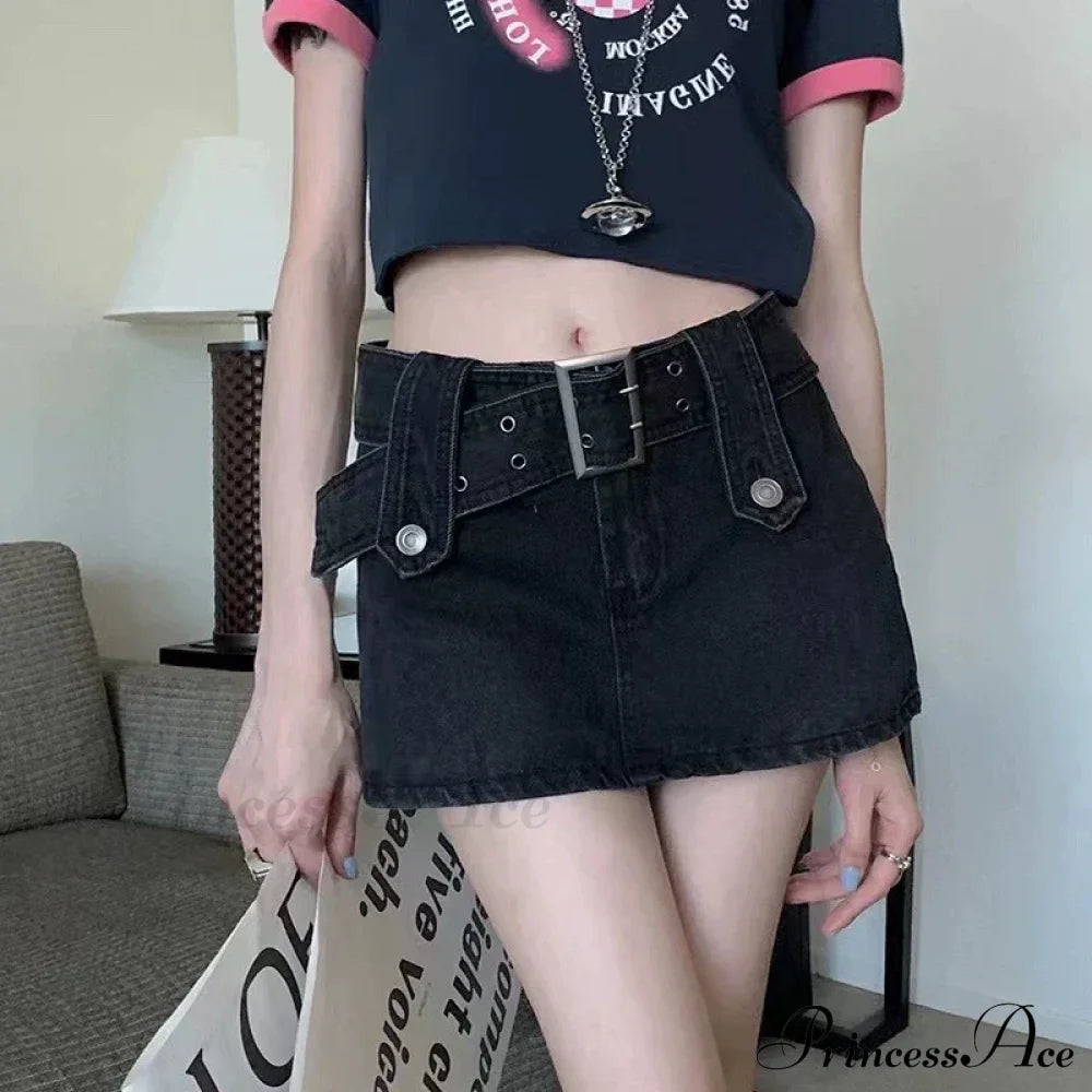 Vintage Black Y2K Sexy High Waist Mini Skirt