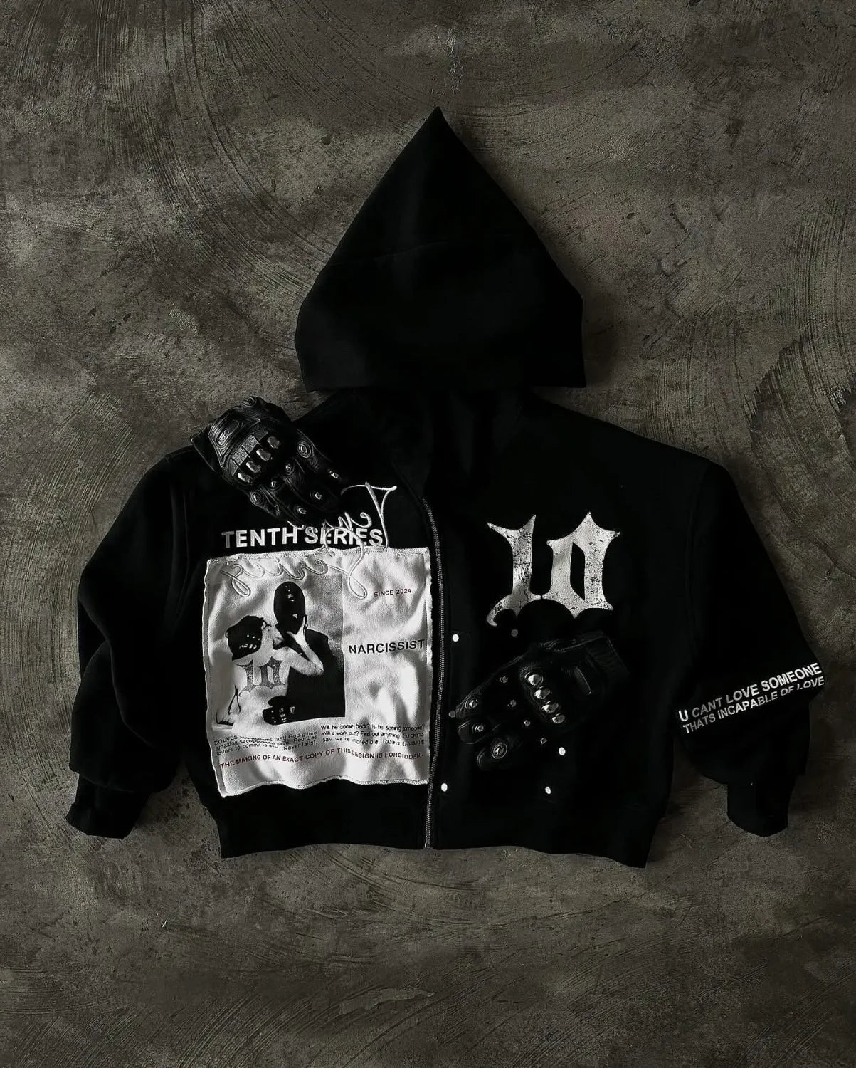 Vintage Black Zipper Hoodie