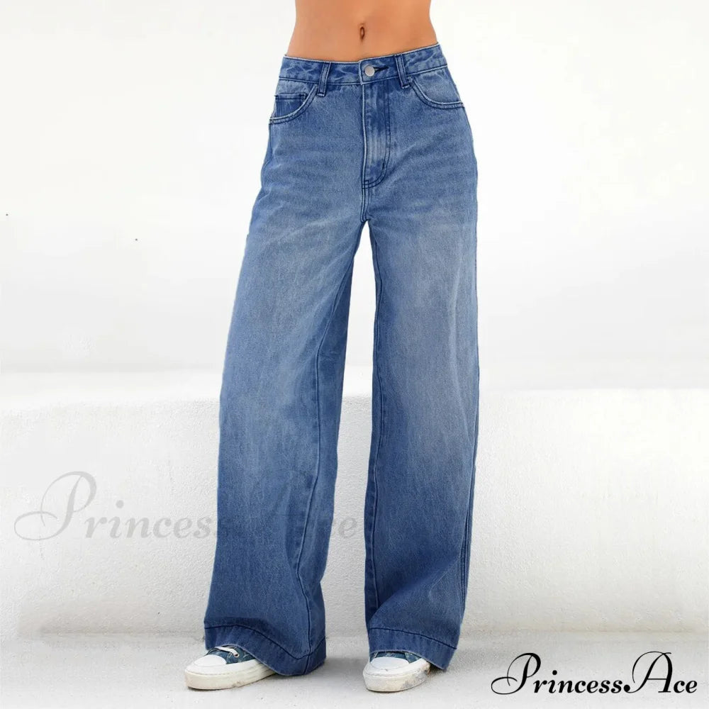 Vintage Casual Solid High Waist Jeans