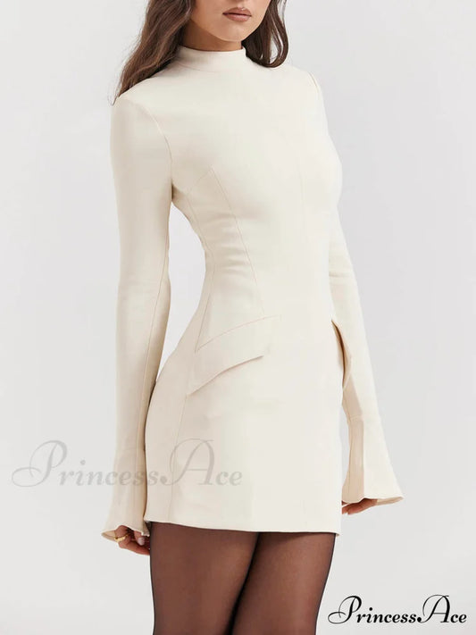 Vintage Cream Stylish Mini Dress Dresses