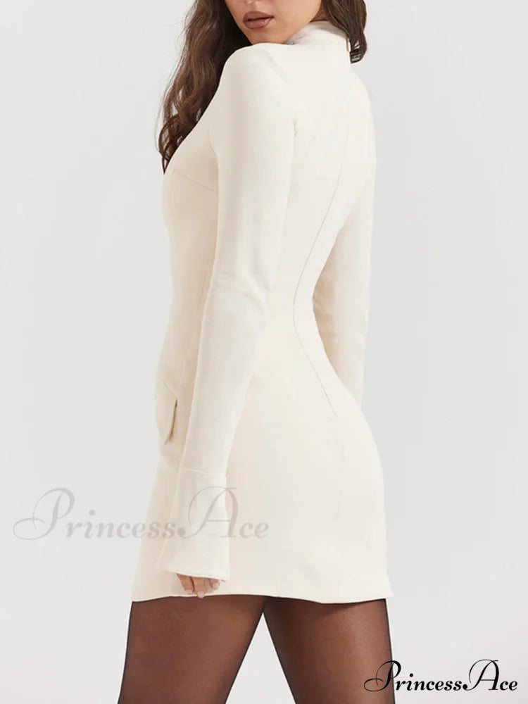 Vintage Cream Stylish Mini Dress Dresses