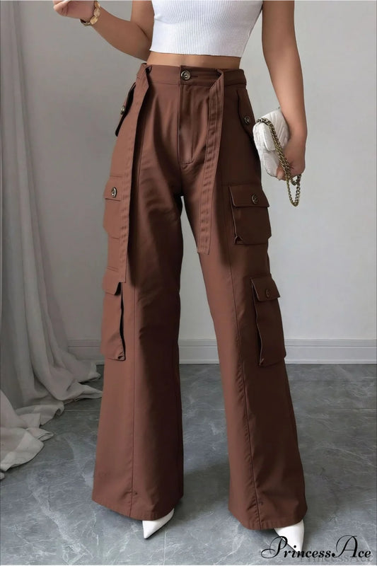 Vintage Denim Multi-Pocket Cargo Pants Dark Brown / S