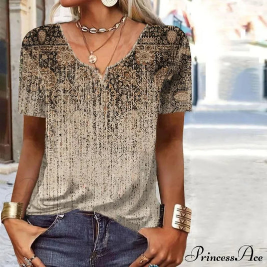 Vintage Ethnic Design Tee Blouses