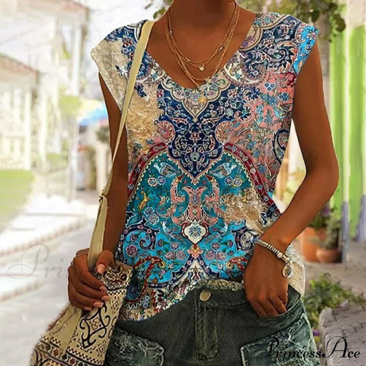 Vintage Ethnic Tank Top Multicolor best Best Sellings clothes Plus Size Sale tops Topseller