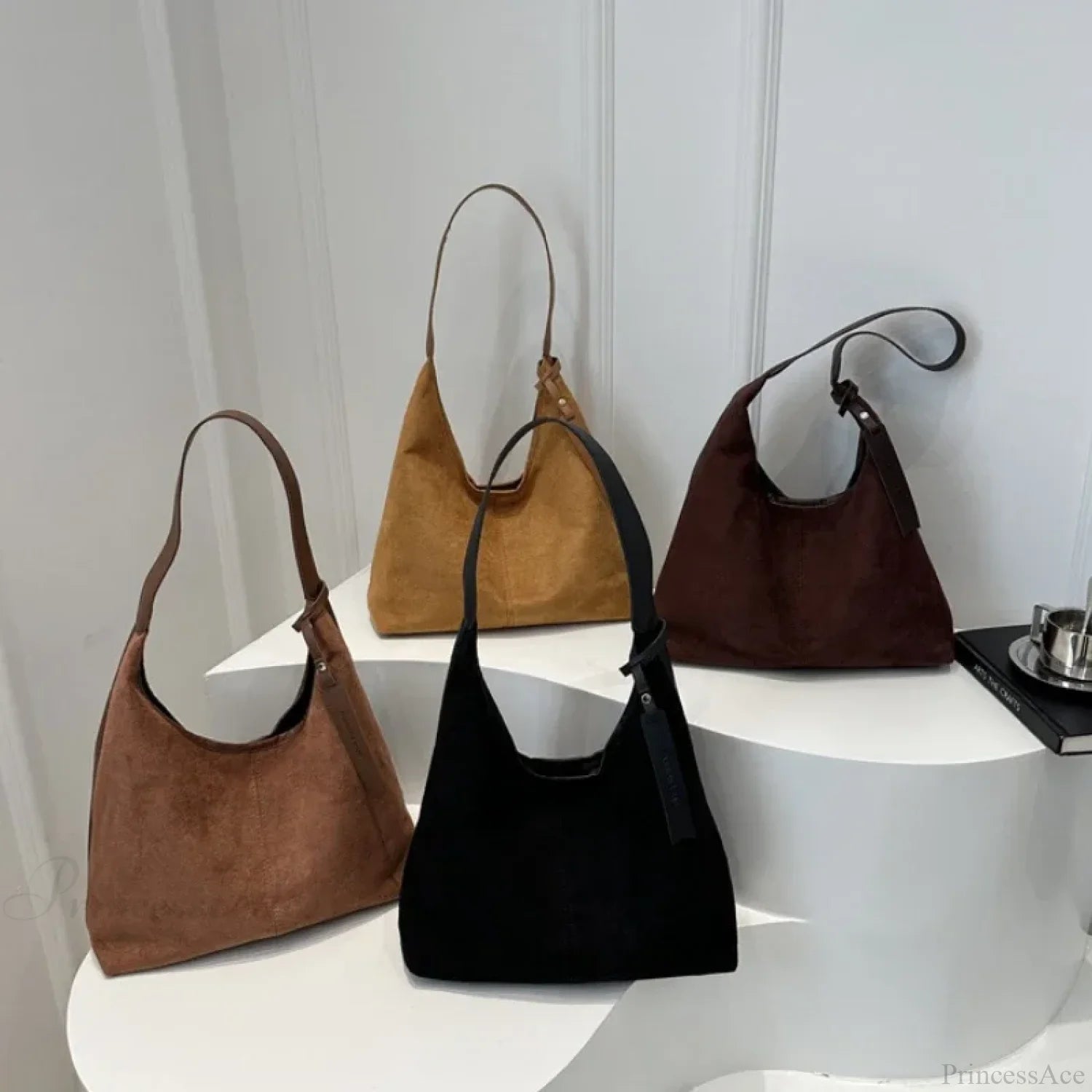 Vintage Faux Suede Large Shoulder Tote Bag shoulder-250126