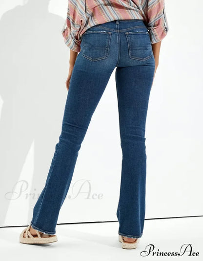 Vintage Flare Wide Leg High Waist Fashion Stretch Pocket Denim Jean