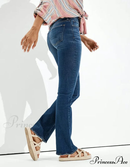 Vintage Flare Wide Leg High Waist Fashion Stretch Pocket Denim Jean