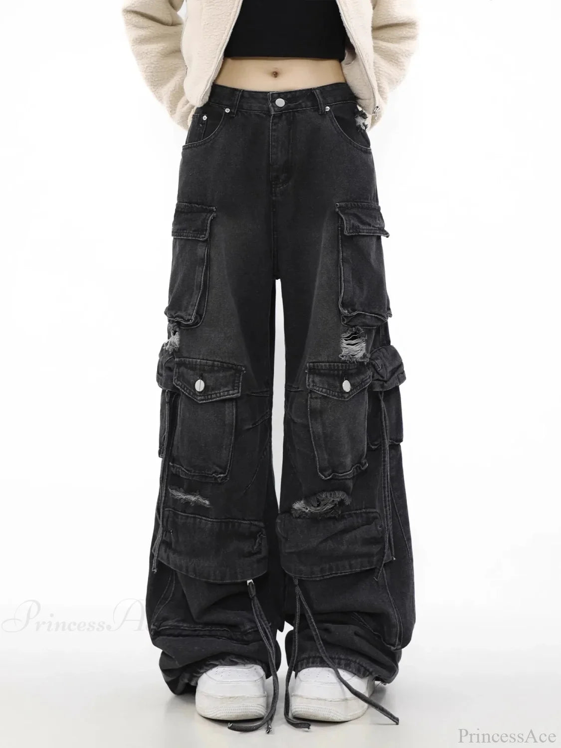 Vintage Gothic Broad-Leg Ebony Denim Pant Black / S