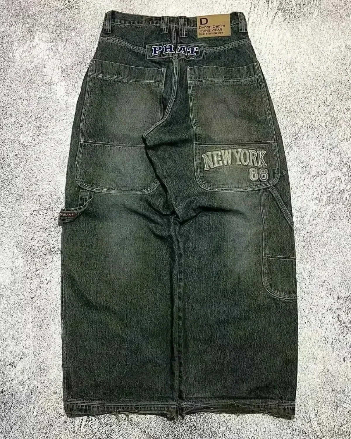 Vintage Gothic Cross Wings Stitched Pant Green / M