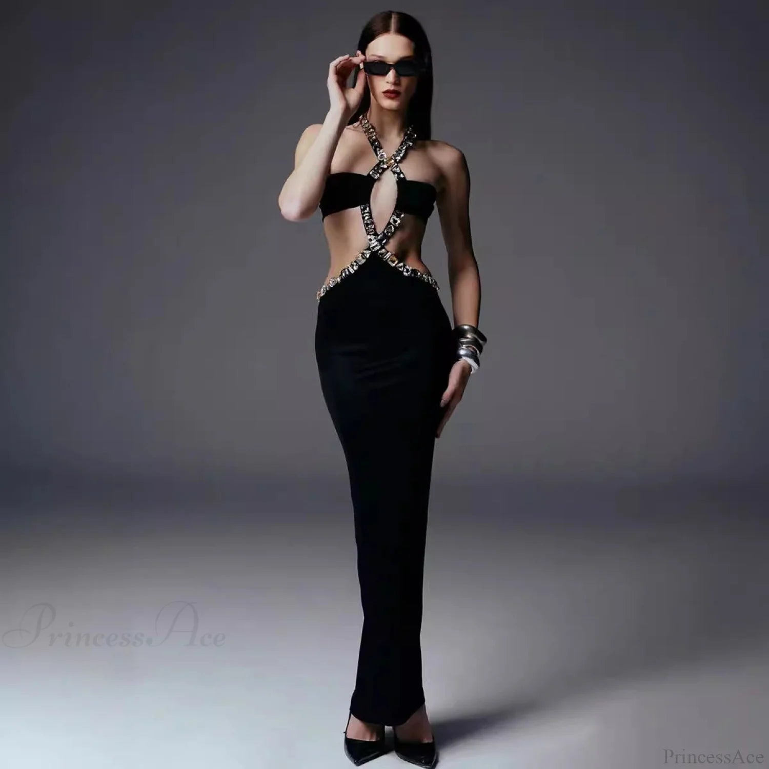 Vintage Gothic Strapless Bodycon Beaded Prom Dress promdress-250223