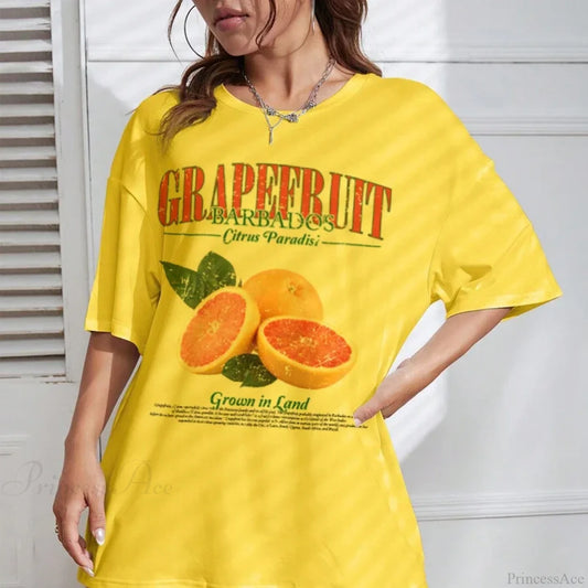 Vintage Grapefruit Graphic T-shirt Yellow / S t-shirt-250223