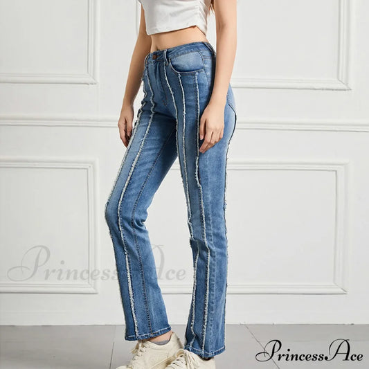 Vintage High Elastic Cargo Pantalones Jeans