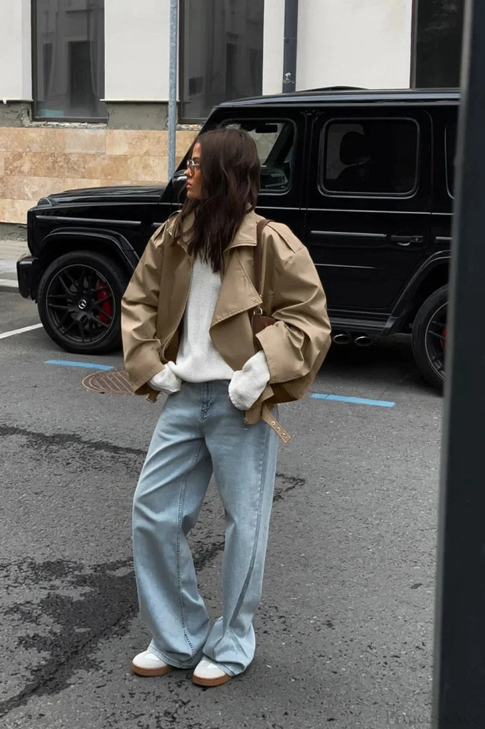 Vintage Khaki Lapel Trench Loose Jacket