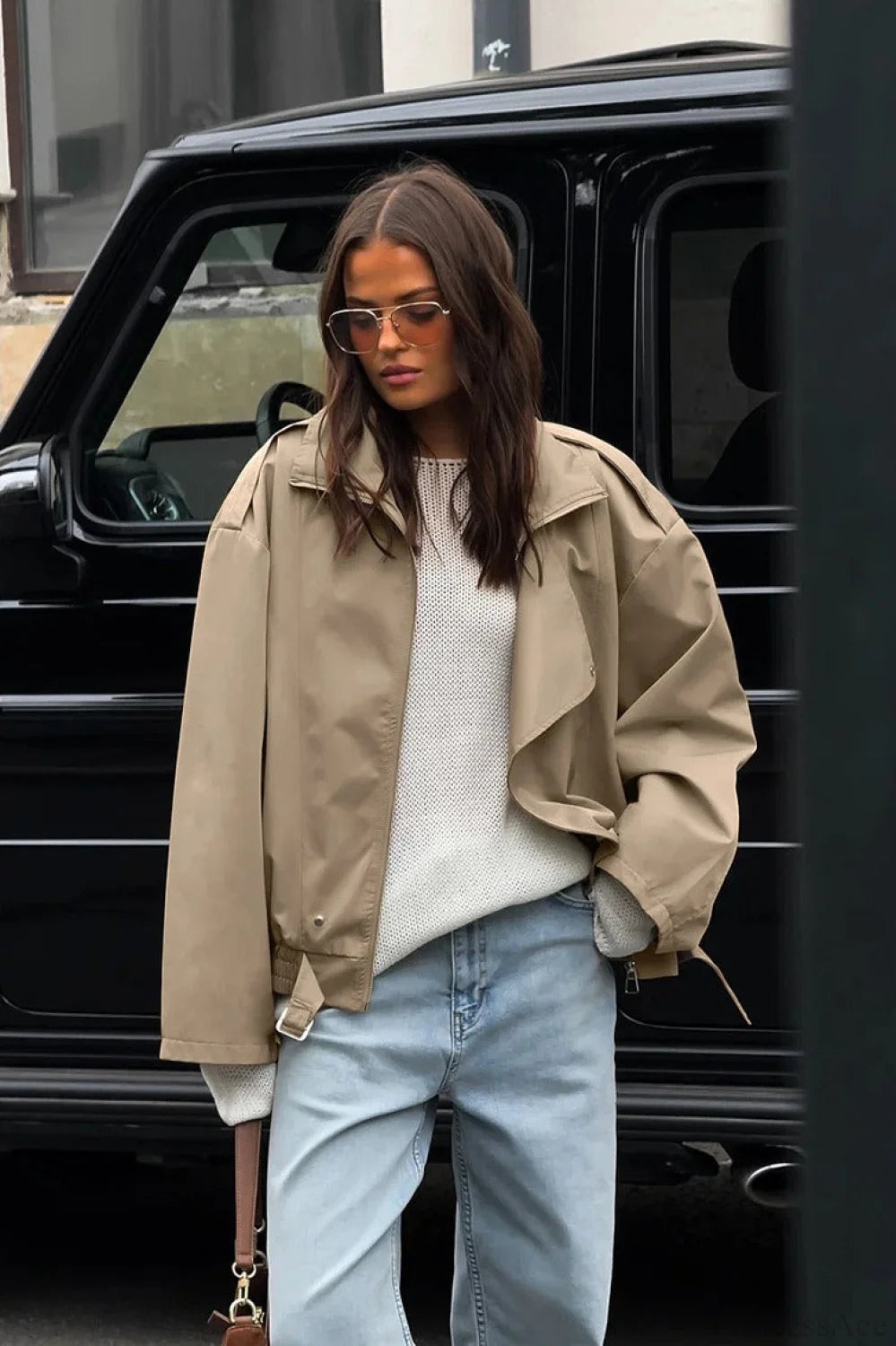 Vintage Khaki Lapel Trench Loose Jacket