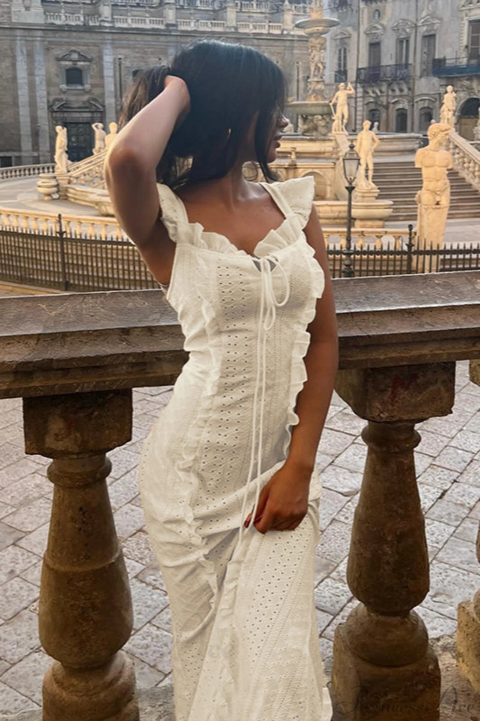 Vintage Lace Off-Shoulder Strap Party Dress