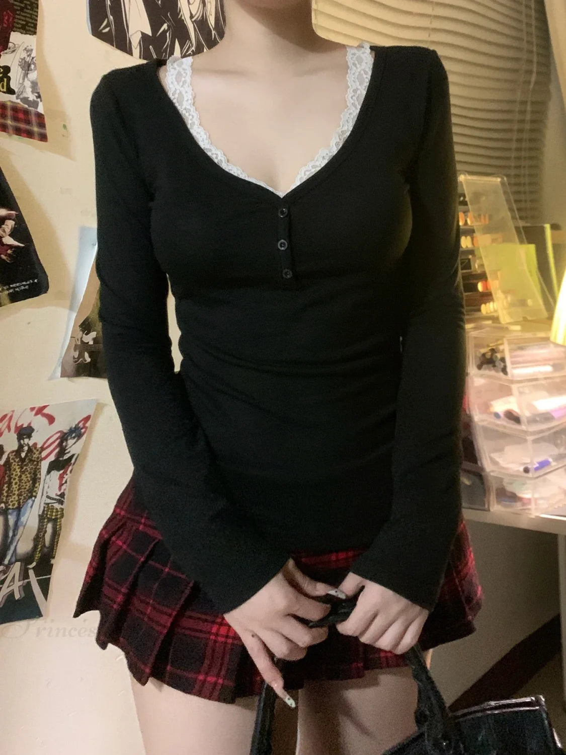 Vintage Lace Sleeve Knit Top