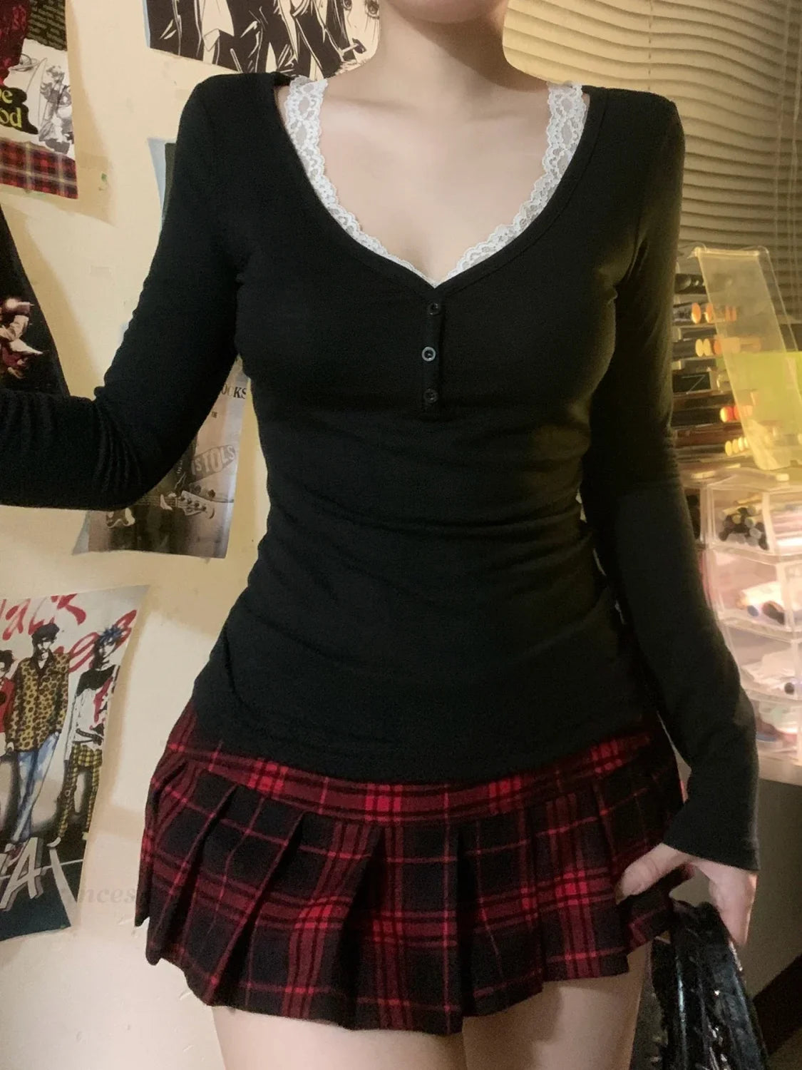 Vintage Lace Sleeve Knit Top