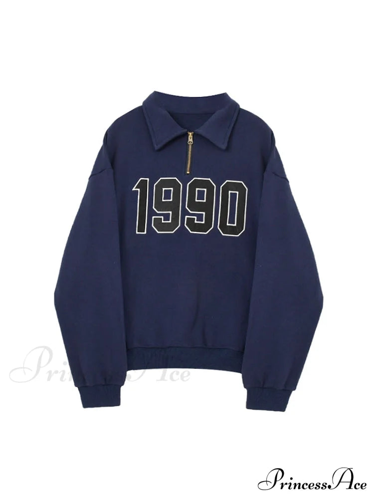 Vintage Lapel Long Sleeve Hoody Pullovers