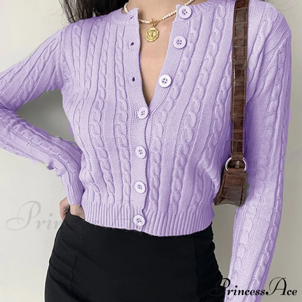 Vintage Long Sleeve Slim Knitted Cardigan