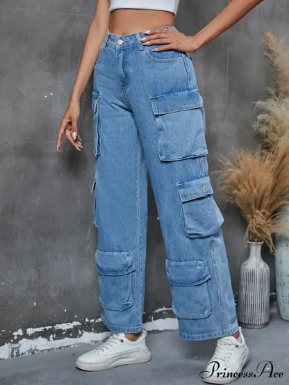 Vintage Loose Casual Middle Waist Hip Hop Straight Baggy Denim Jean