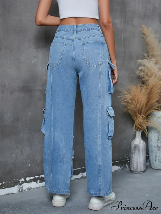 Vintage Loose Casual Middle Waist Hip Hop Straight Baggy Denim Jean