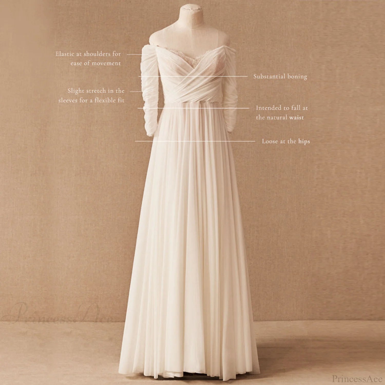 Vintage Off-Shoulder Outdoor Wedding Dress weddingdress-250223