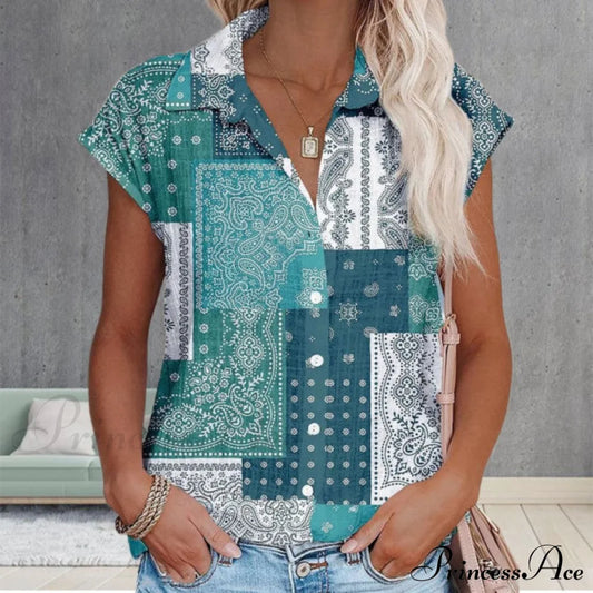 Vintage Patterned Blouse Blouses