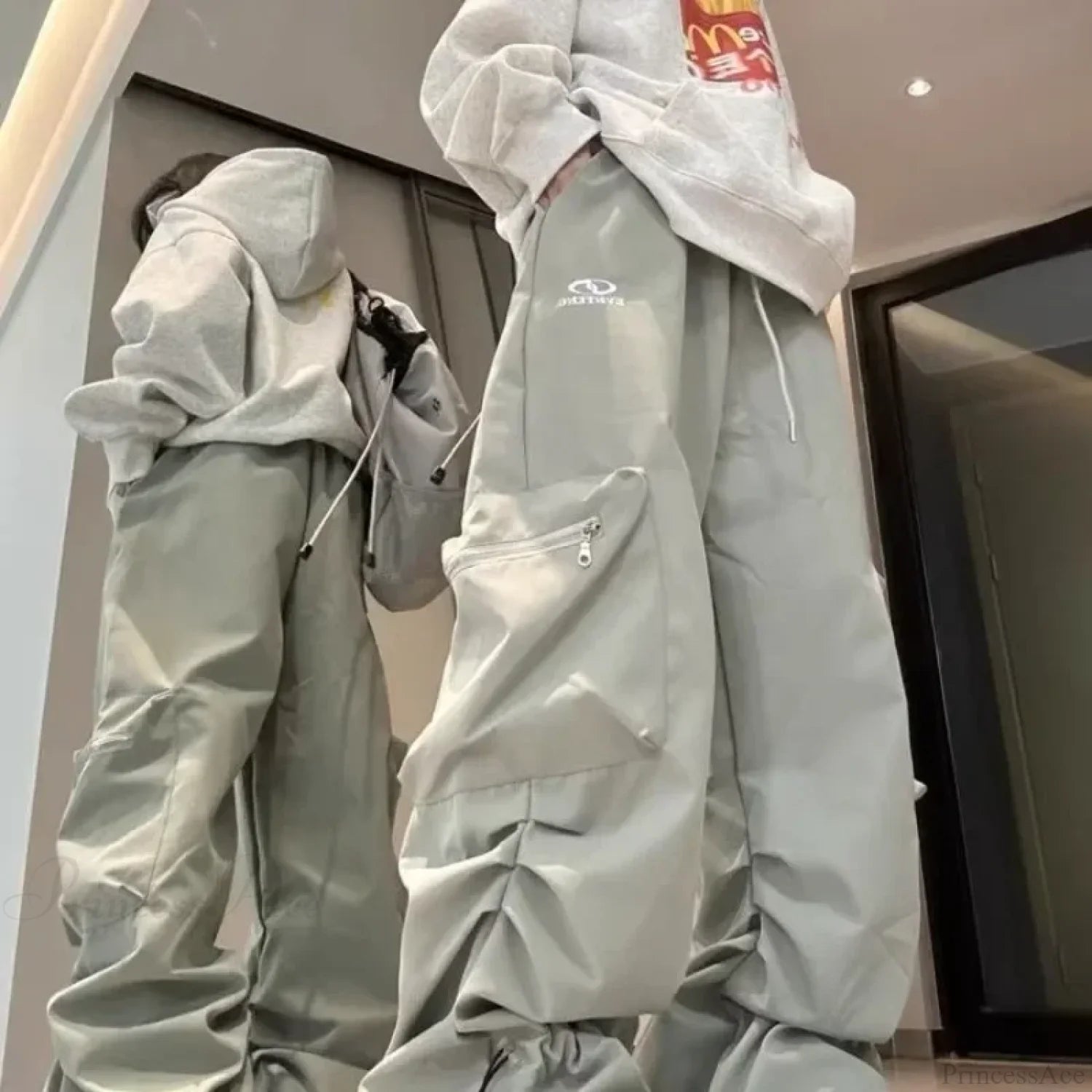 Vintage Pleated Cargo Pants white / M