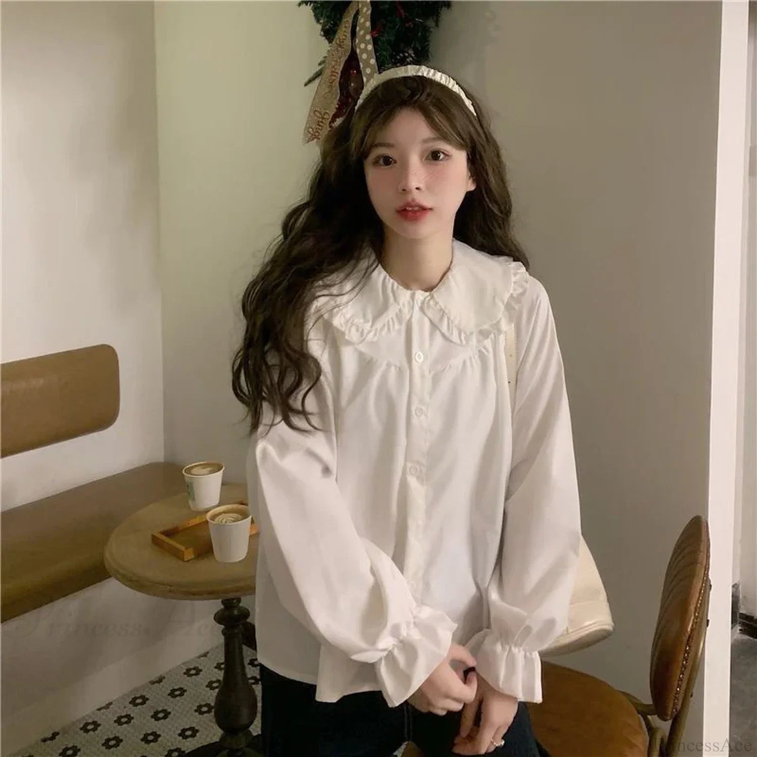 Vintage Preppy Style Sweet Kawaii White Blouse blouse-250126
