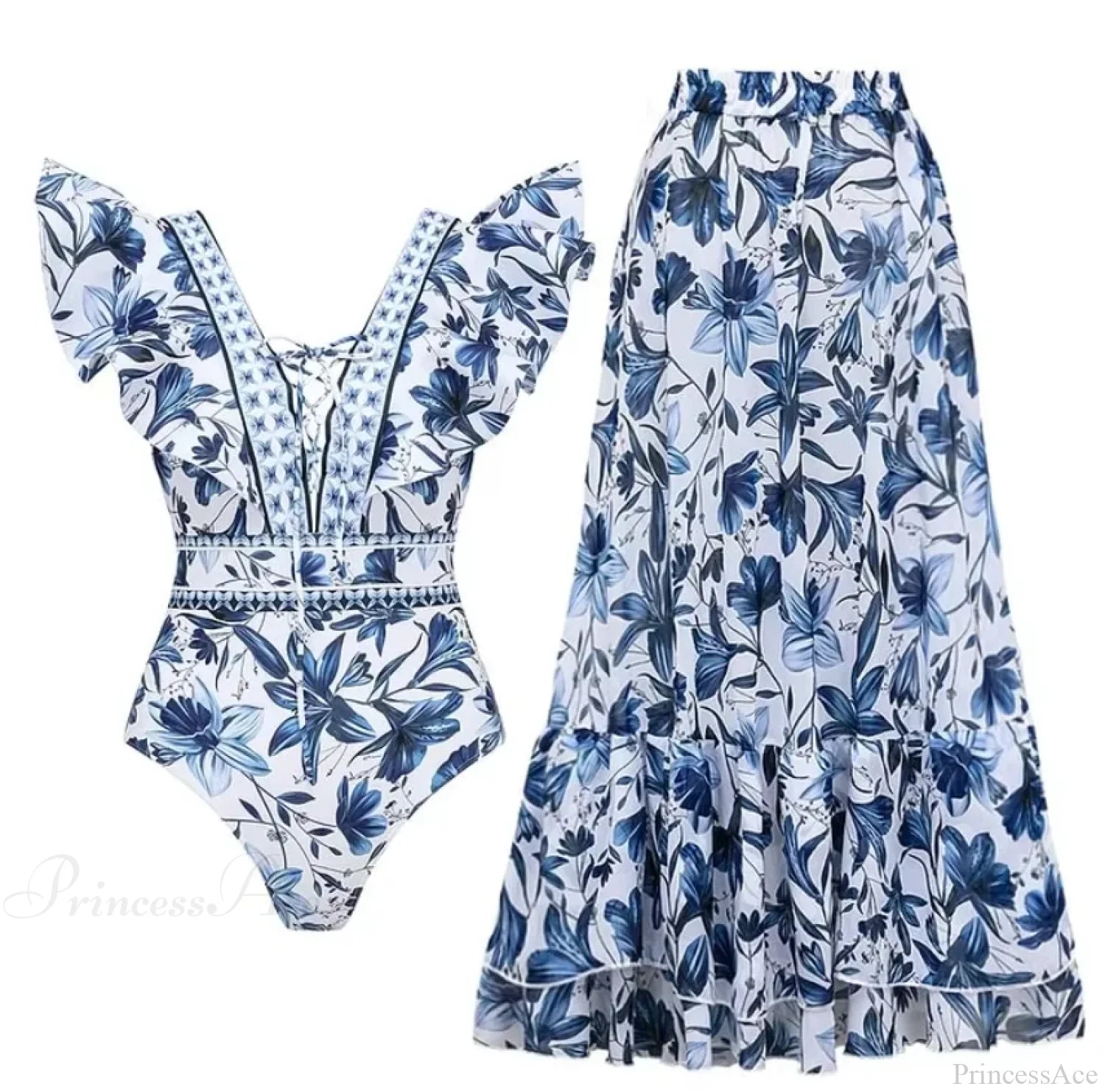 Vintage Printed Sarong Two Piece Set color14 / S