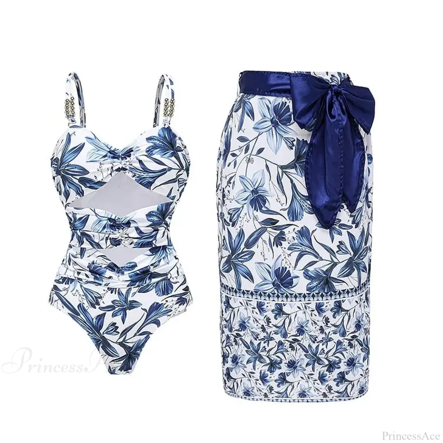 Vintage Printed Sarong Two Piece Set color17 / S