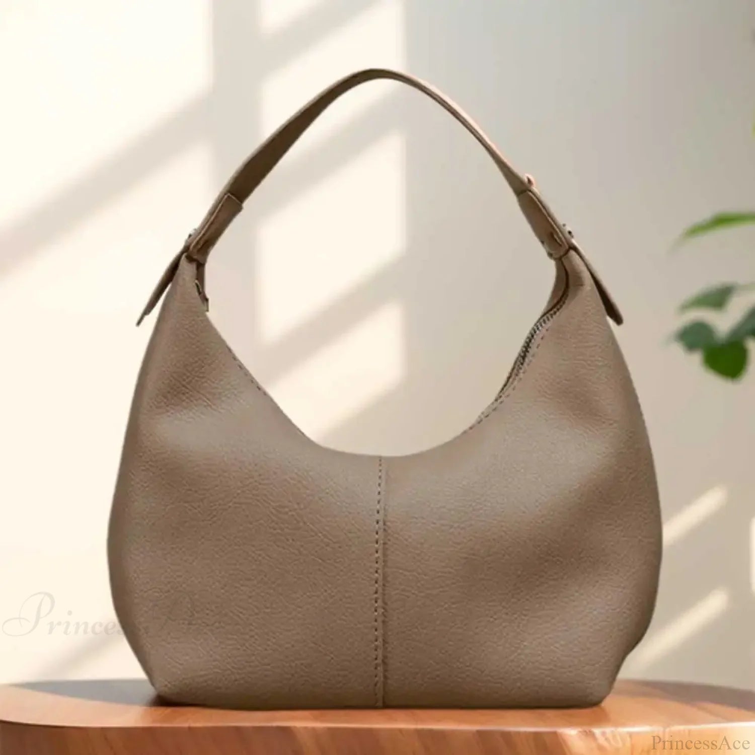 Vintage PU Leather Underarm Shoulder Bag Beige shoulder-250126