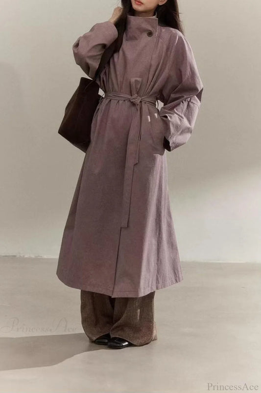 Vintage Purple Distressed Minimalist Overcoat