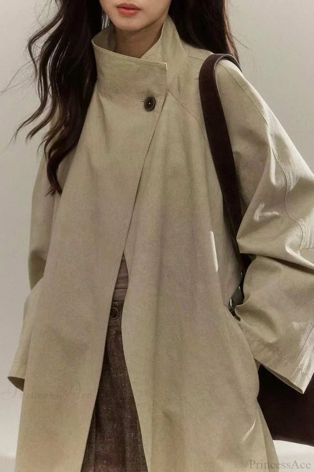 Vintage Purple Distressed Minimalist Overcoat Khaki / S