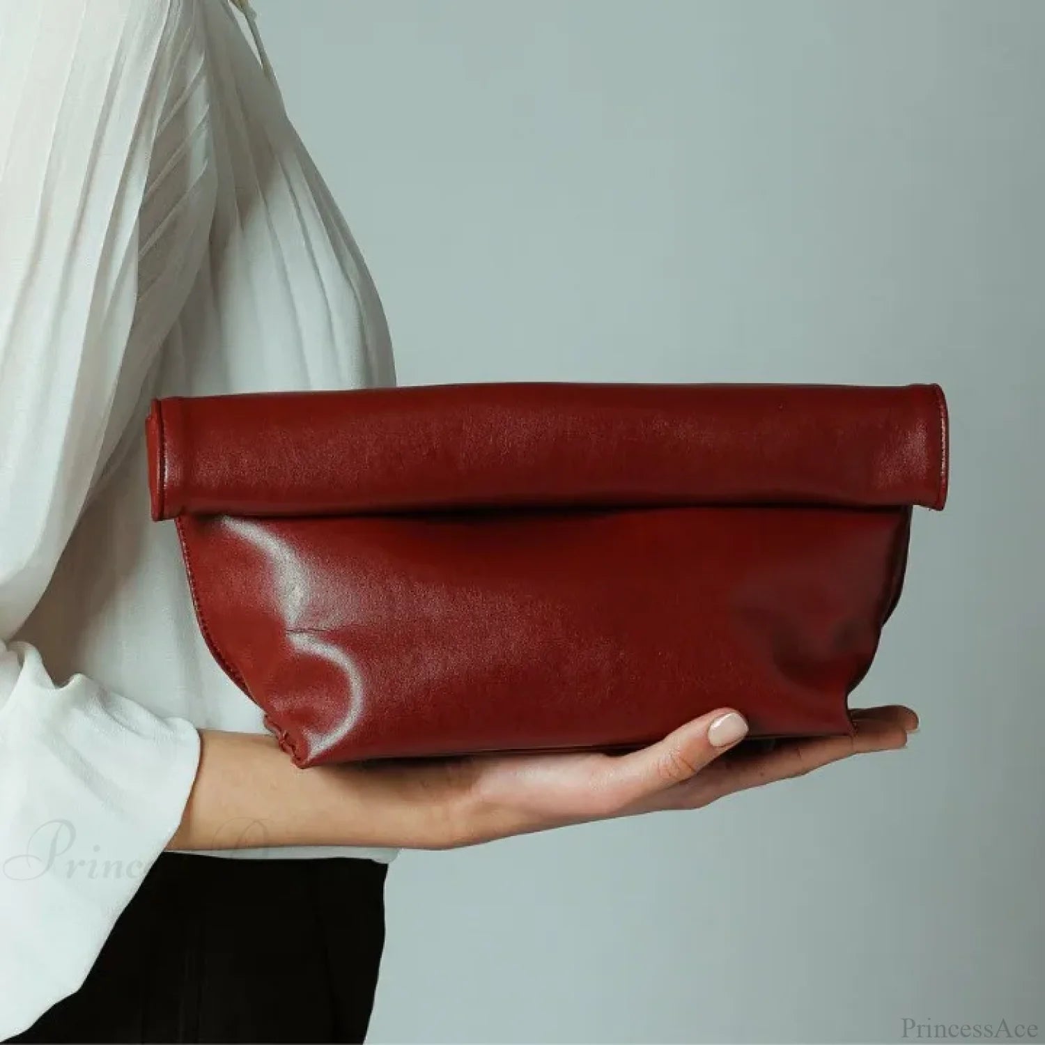 Vintage Soft PU Leather Clutch Wristlet Burgundy wristlet-250126