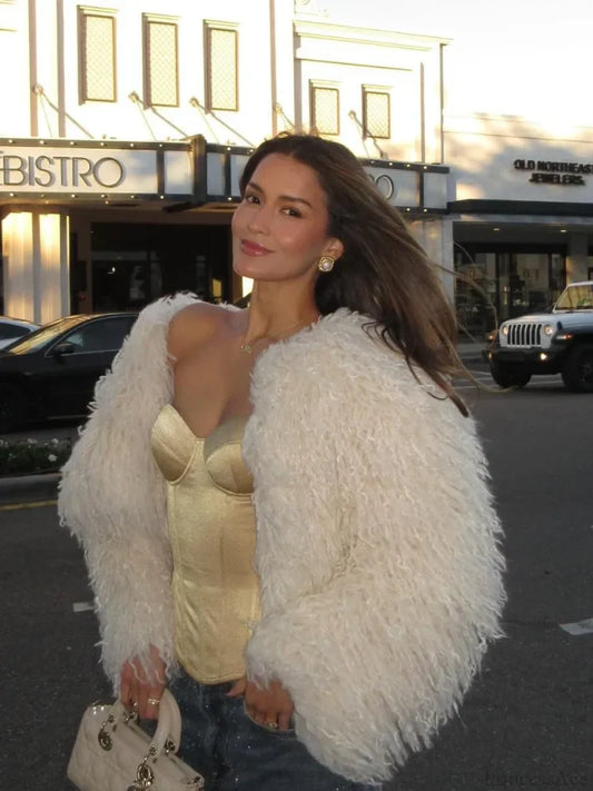 Vintage Solid Plush Fluffy Short Coat