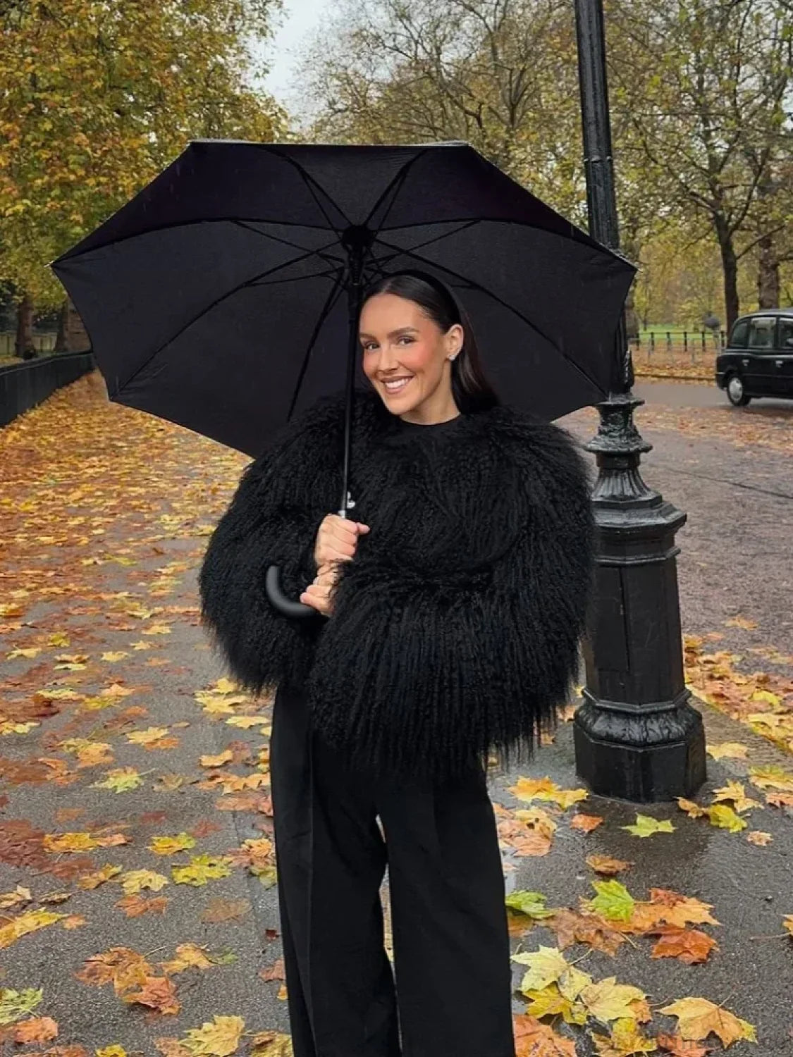 Vintage Solid Plush Fluffy Short Coat Black / S