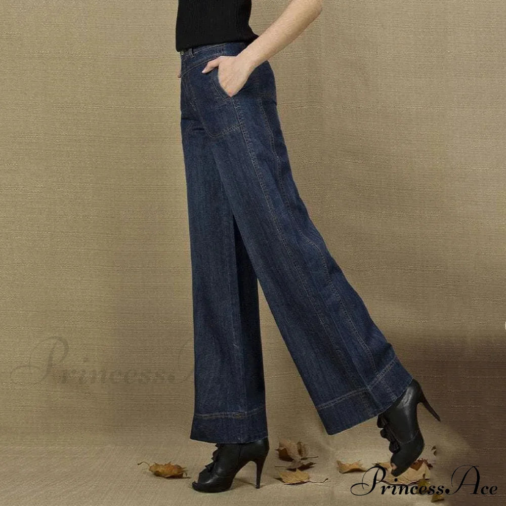 Vintage Straight Leg Seam Front Wide Jeans