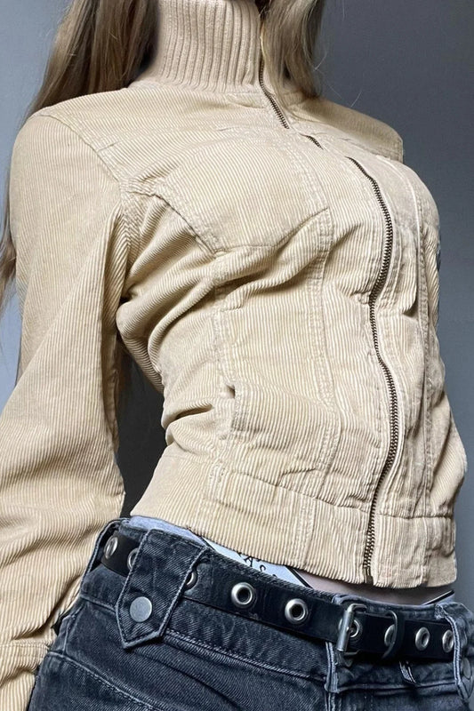 Vintage Streetwear Utility Solid Lapel Pocket Jacket