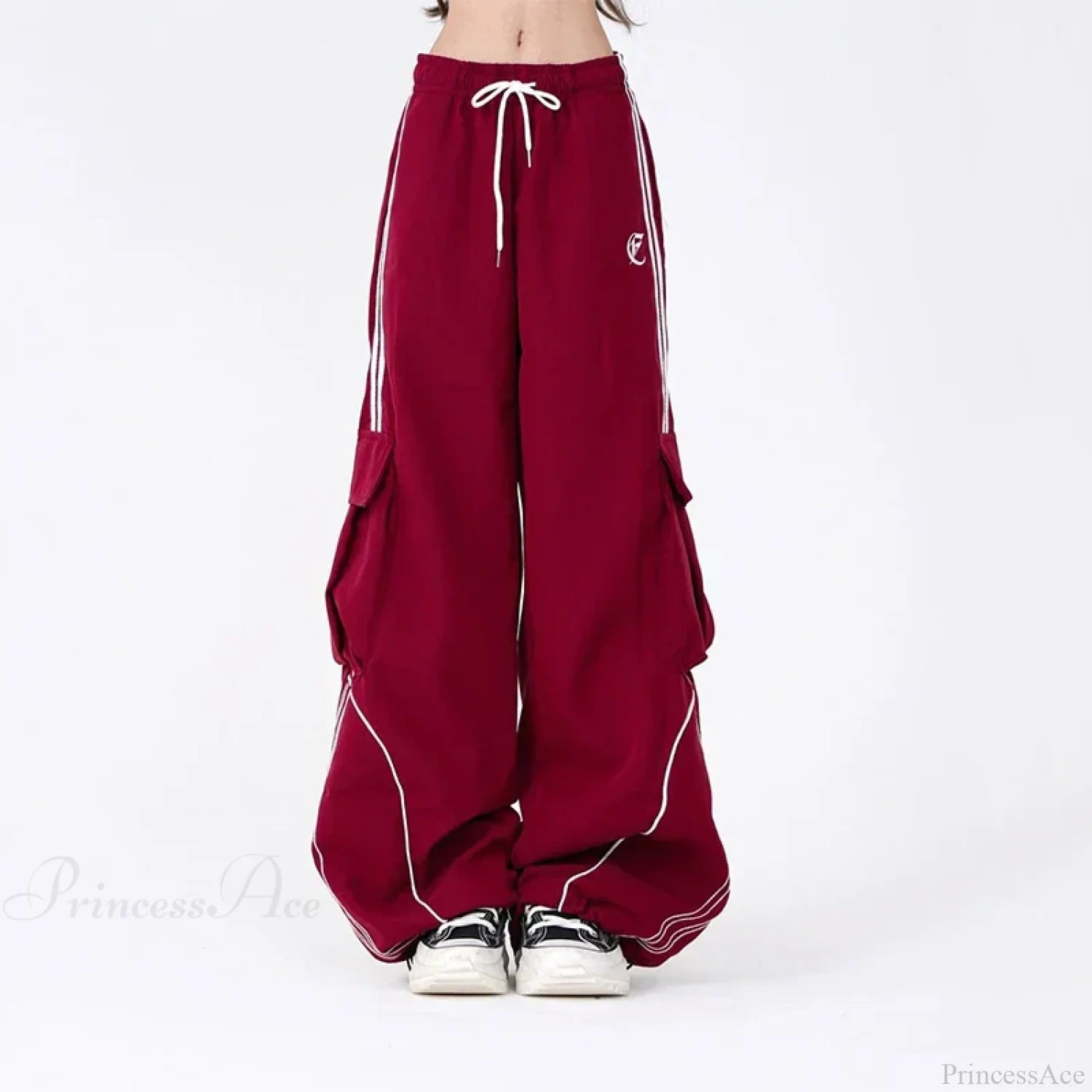Vintage Stripe Hip Hop Cargo Pants Red / S