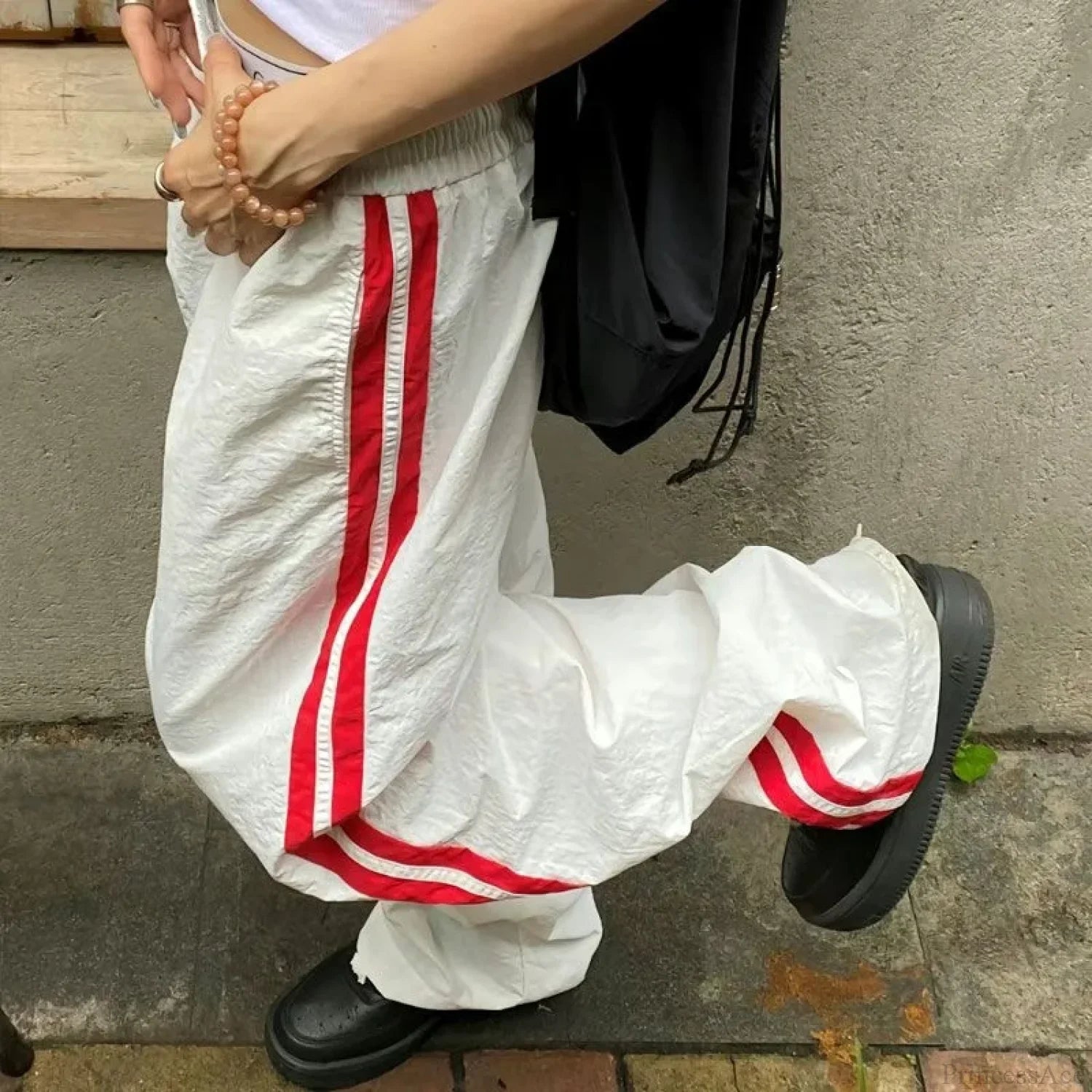 Vintage Striped Oversize Baggy Jogging Pant WHITE / M pant-250223