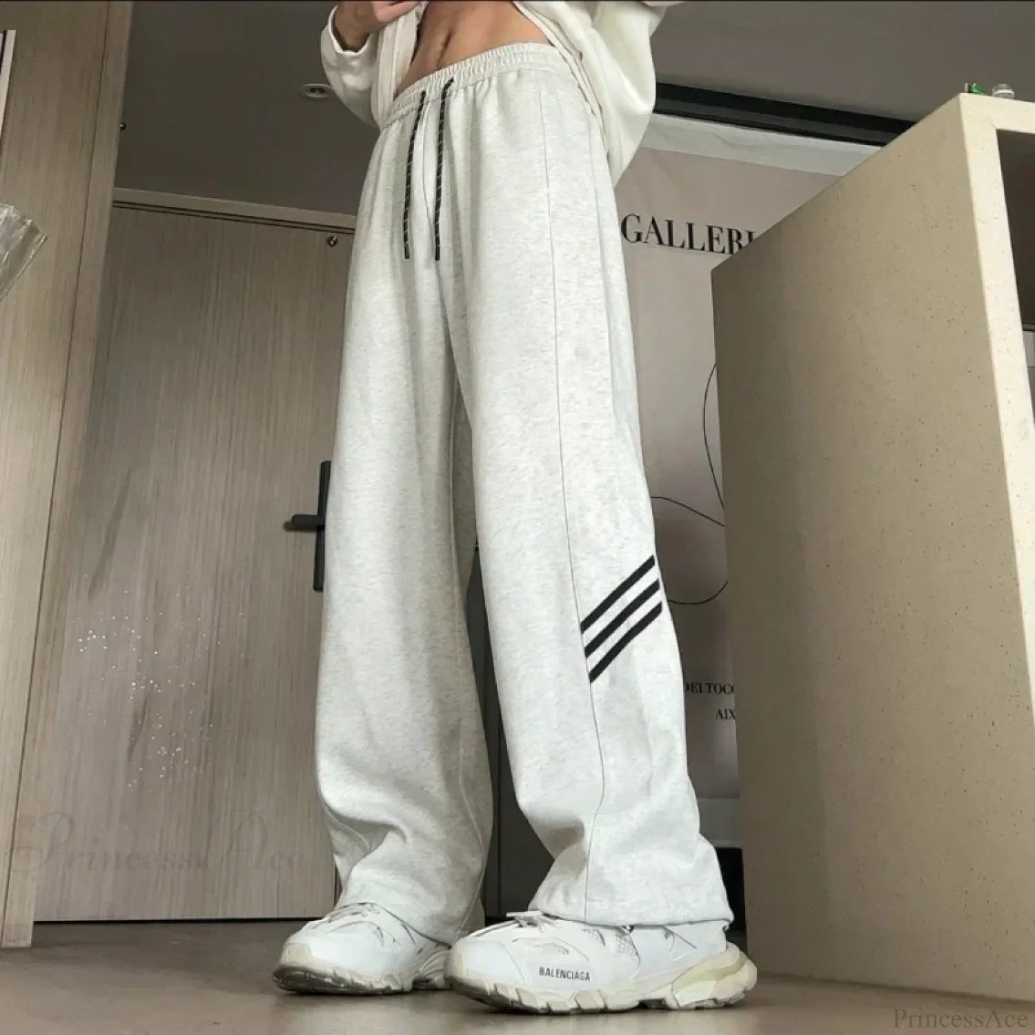 Vintage Stripes Loose Casual Pants WHITE / S (35-48KG)