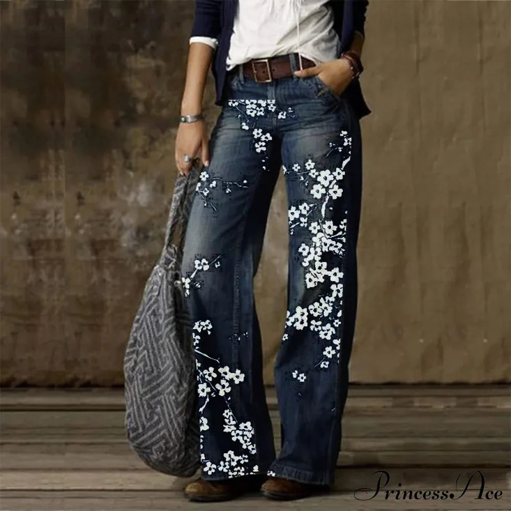 Vintage Style Loose Wide Leg Harajuku Streetwear Straight Denim Fashionable Jean