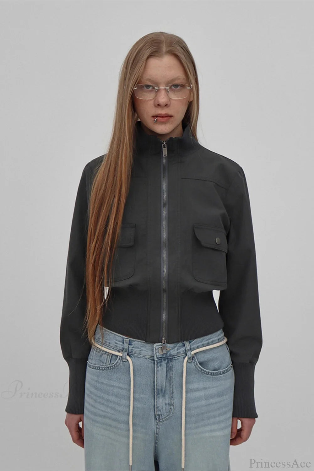 Vintage Utility Ribbed Pockets Jacket