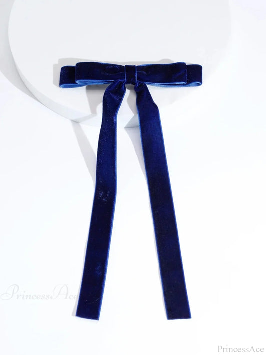 Vintage Velvet Black Ribbon Top Clip Christmas Hair Accessory Blue Accessories-L