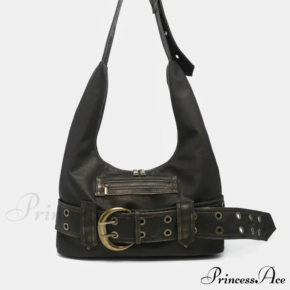 Vintage Y2K Gothic Aged Leather Fashion New Luxury Designer Bag Bronze / 37X19X7Cm Halloween