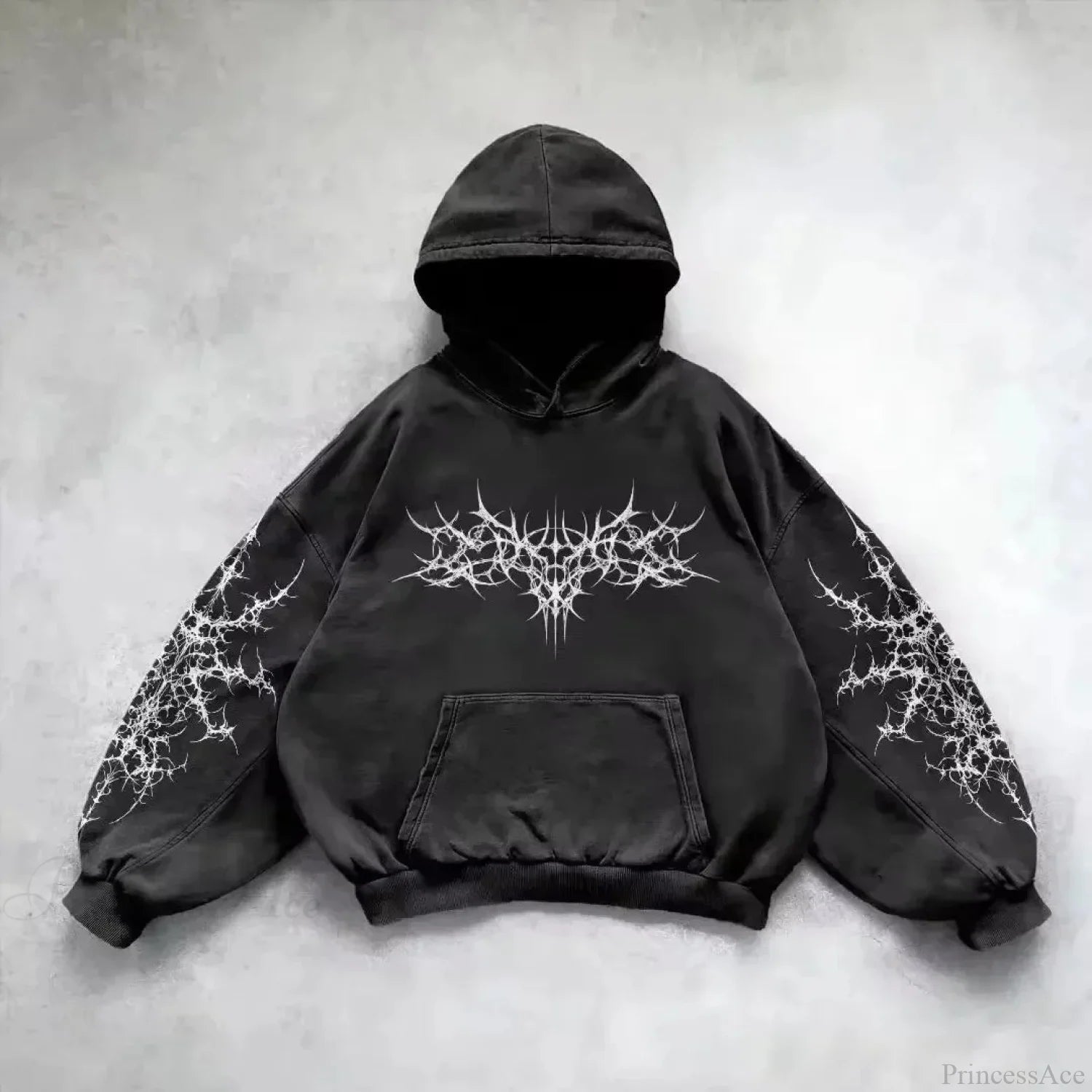Vintage Y2K Gothic Printed Zipper Hoodie black3 / S
